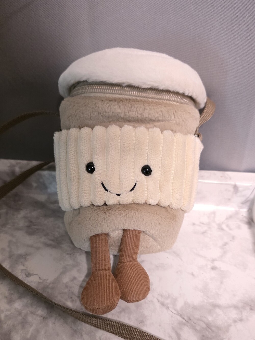 JellyCat Amuseable Coffee To Go Crossbody Bag Plush Purse